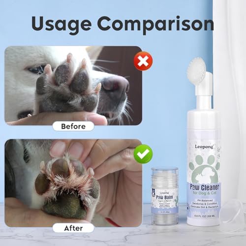 Leopong Dog Paw Care Kit with Cleaner Foam & Paw Balm, 4-Piece Set
