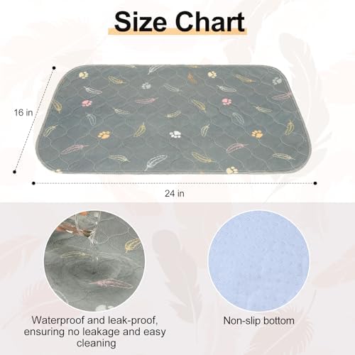 BEAUTYZOO 6 Pack Washable Pee Pads for Dogs,Reusable Puppy Pads 16x24 Gray