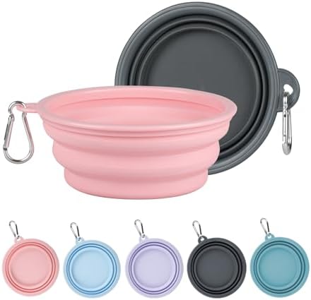 Kytely Collapsible Dog Bowls for Travel, 2Pack Dog Portable Water Bowl, Foldable Pet Food Bowl with Clasp, Pet Cat Feeding Cup Dish for Traveling, Walking, Hiking
