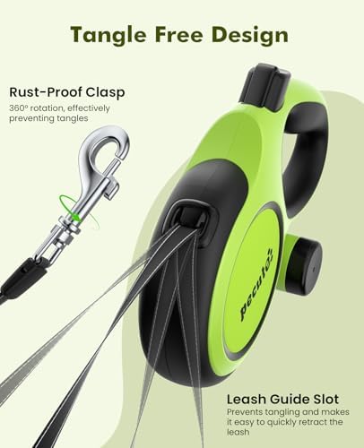 Pecute Retractable Dog Leash 26ft for Large Dogs with Poop Bag Holder
