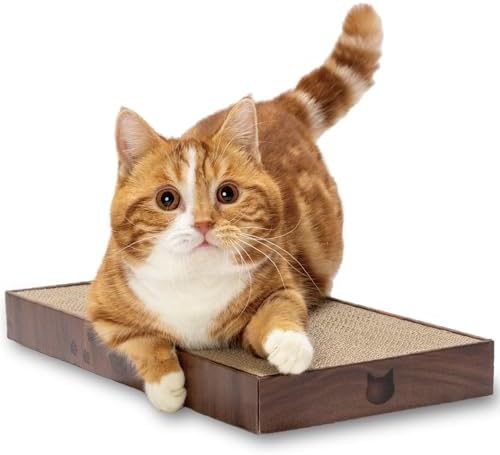 Necoichi Cardboard Cat Scratcher Bed for Indoor Cats - Cat Scratching Board (16" Regular, b.Dark Cherry Lounge)