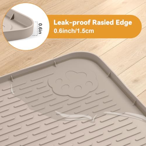 Silicone Cat Litter Mat 40"x28" Cat Mat for Litter Box, Khaki