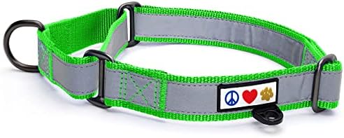 Pawtitas Green Reflective Martingale Dog Collar, Large