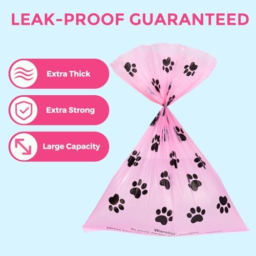 Dyforce 600 Count Dog Poop Bags Rolls with Dispenser Pink
