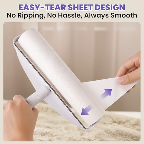 DELOMO 9.45” Large Lint Roller for Pet Hair, Short Handle for Couches