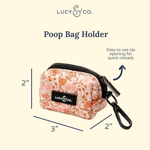 Lucy & Co. Woodland Wildflowers Dog Poop Bag Holder and Dispenser, Clips to Leash, Water-Repellent Neoprene, Includes Refill Roll
