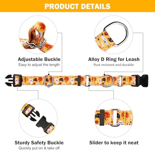 Hikiko Martingale Collar for Dogs with Halloween Pattern,Adjustable,L
