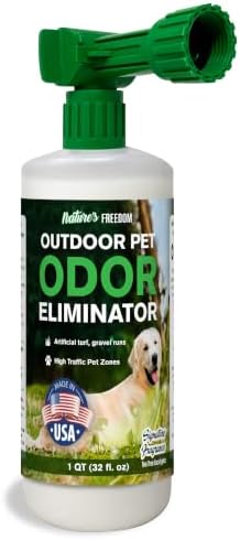 Nature's Freedom Outdoor Pet Odor Eliminator with Hose-End Sprayer – Quart Enzyme Cleaner for Dog & Cat Urine, Grass, Patios, Kennels & Decks