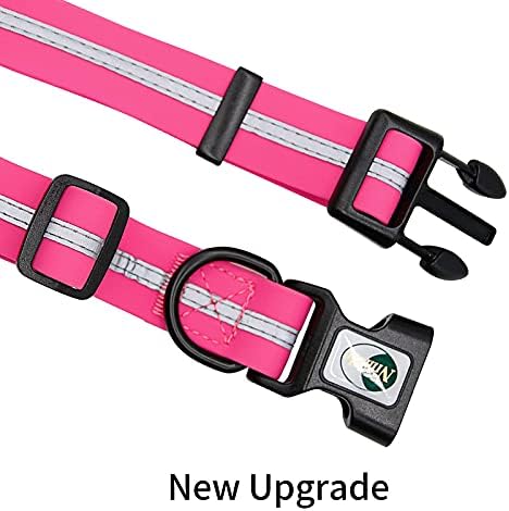 Nimble Reflective Waterproof Dog Collar Adjustable Odor Resistant Easy Clean Pet Collar for Small Medium Large Dogs Night Walking Outdoor Rainy Use (Large (15.35”-24.8”inches), Pink)