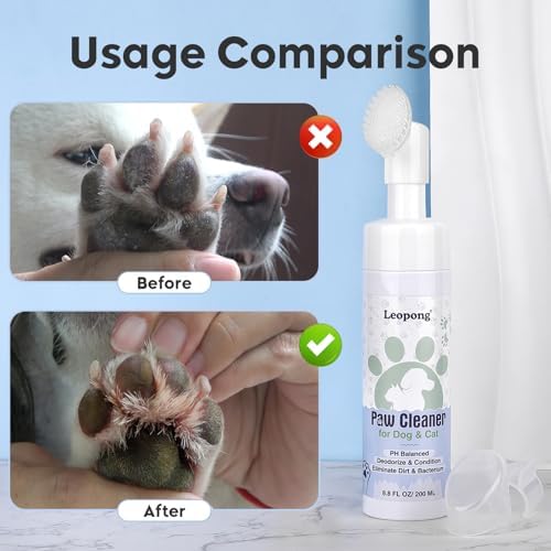 Leopong Dog Paw Cleaner Foam 2 Pack with Silicone Brush, 200ml