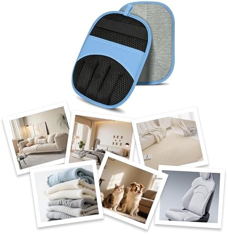 2 Pack Magic Brush Pet Hair Remover Glove, Electrostatic Remover Gloves for Dogs and Cats, Reusable Wash Mitt for Furniture, Car Seats, Clothes, and Laundry, Blue