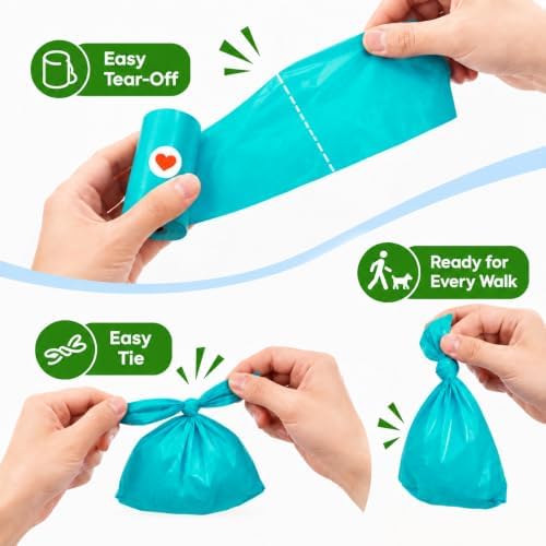 Dog Poop Bags, Thick Leak-Proof Unscented, 16 Rolls, 320 Bags