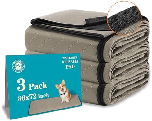Bunlitent Washable Pee Pads for Dogs 36" x 72", 3 Pack, Reusable Puppy Pads