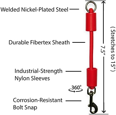 BUNGEE DOG LEASH EXTENSION – Patented Shock Absorber Attachment Protects You and Your Dogs – Works with ANY Leash & Collar or Harness – a MUST for Retractable Leashes – PICK SIZE/COLOR BELOW
