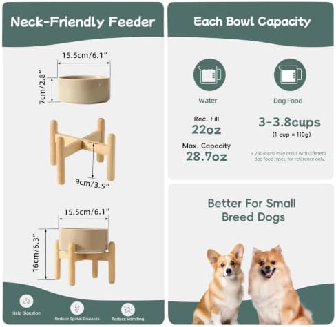 Havniva Ceramic Dog Bowls Elevated, Raised Dog Food Bowl for Puppies
