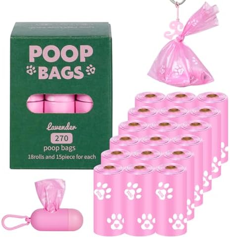 HZDHCLH Dog Poop Bags 270 Count Extra Thick Lavender Scented Pet Waste Bags