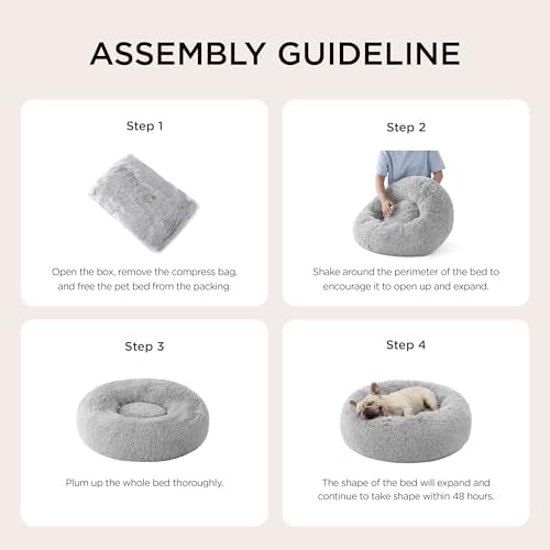Bedsure Calming Cat Beds Donut Round Washable Kitten Bed,20 inches