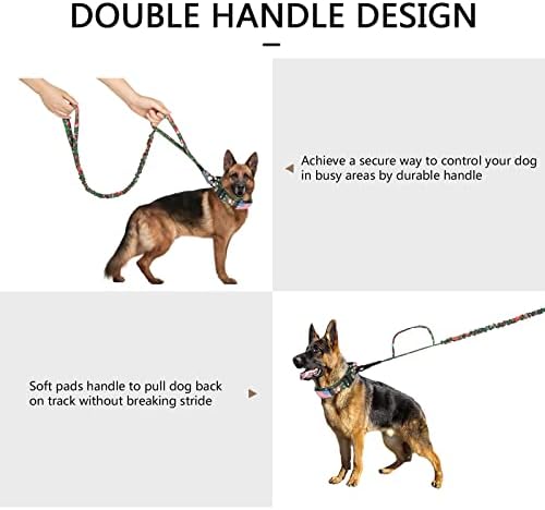 DAGANXI Tactical Dog Collar, Adjustable Military Training Nylon Dog Collar with Control Handle and Heavy Metal Buckle for Medium and Large Dogs, with Patches and Airtags Case (XL, Christmas green-SET)