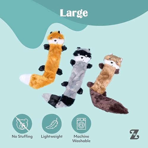 ZippyPaws Skinny Peltz No Stuffing Dog Toy Pack to Keep Them Busy - 18"