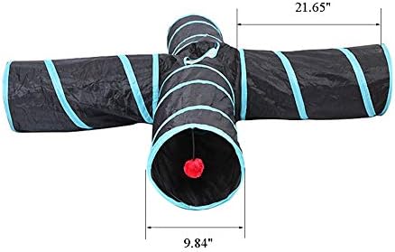 Cat Tunnels Crinkle Play Toys Collapsible Tube with Ball Maze Cat House Pet Interactive for Cat Puppy Kitten Rabbit 4-Way Tunnel