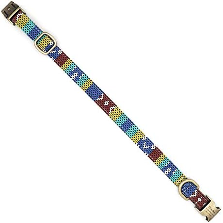 Customized Nylon Dog Collar, Personalized Dog Collar Engraved with Name and Phone Number,Adjustable ID Dog Collar with Quick-Release Buckle-(Speckle-Blue,L)