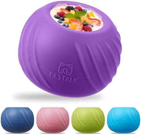 Long-Lasting Dog Lick Toy, Wobbly Dog Enrichment Lick Bowl to Keep Dogs Busy, Interactive Stuffable Dog Treat Feeder for Boredom, Silicone Treat Dispensing Chew Toy(Purple,S)