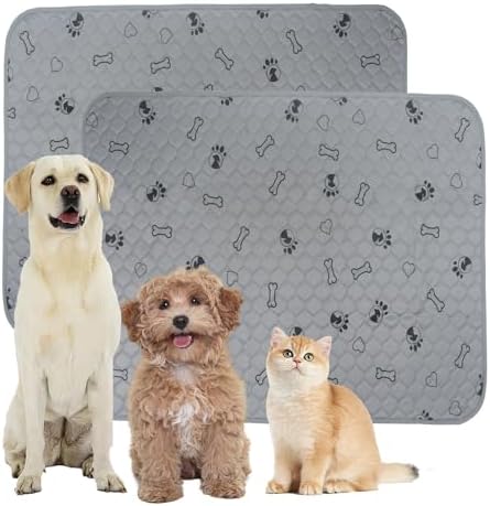 SORKUT Washable Pee Pads for Dogs, 2-Pack 48x48in Reusable Puppy Pads, 100% Waterproof and Non-Slip Whelping Pads, Super Absorbent Pet Training Pads for Potty Training, Playpens, Crates and Couches