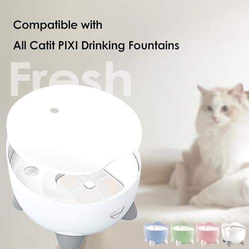 9-Pack Cat Water Fountain Filter Compatible With Cat Pixi Water Fountain Filter Replacement Triple Action Water Filter, 2 Pump Tubes 1 Hard Brush