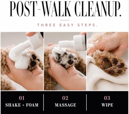 Dog Paw Cleaner, Dog Paw Wash, No-Rinse Foaming Paw Cleanser with Silicone Brush for Dogs & Puppies, Plant-Derived Formula for Sensitive Paws, 6.8 fl oz