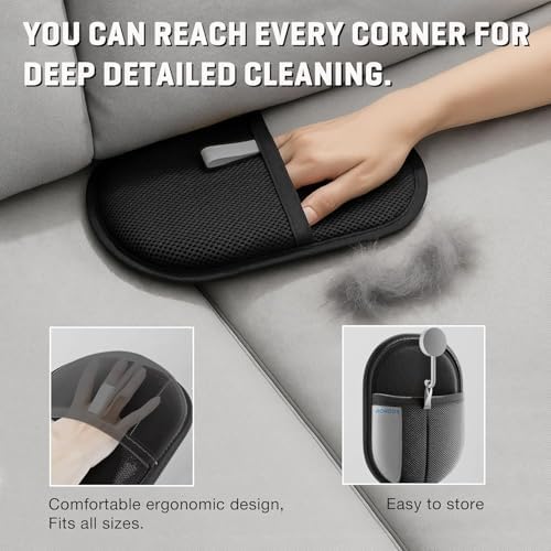 Pet Hair Removal Glove for Cats & Dogs, Upgraded Electrostatic Reusable Pet Hair Remover Tool, Magic Fur Removal Mitt for Laundry, Couch, Carpet, Car Seat, Pet Grooming Gloves (2)