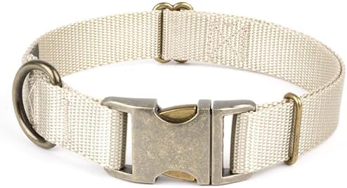 Country Brook Petz - Premium Nylon Dog Collar with Metal Buckle for Small Medium Large Breeds - 30+ Colors (Small, 3/4 Inch, Almond)