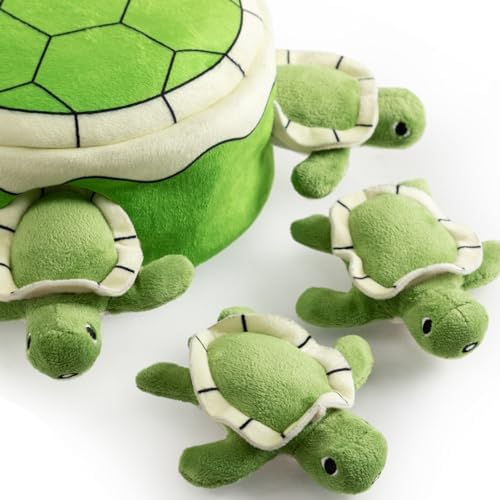 Hollypet Squeaky Hide and Seek Dog Toys for Small and Medium Dogs, Turtle