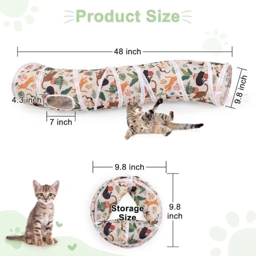 Glittme S-Shape Cat Tunnel, Foldable Cat Tunnels for Indoor Cats