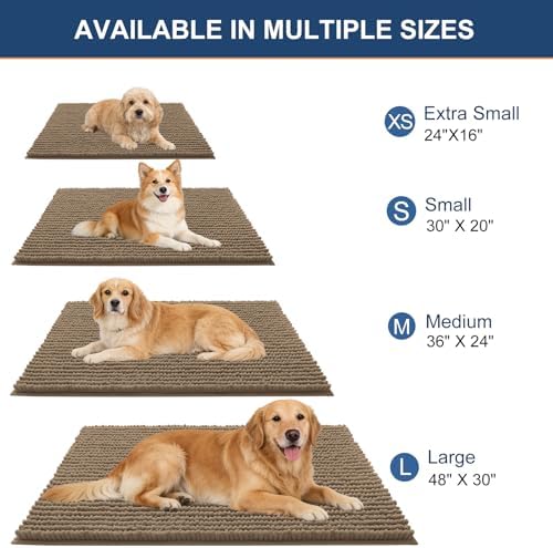 OLANLY Dog Door Mat for Muddy Paws 44x24, Extra Absorbent Chenille Mud Mat