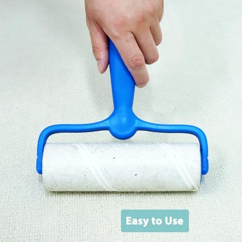 6.3 inch Large Lint Roller Refills for Pet Hair Extra Sticky Roller Refills 6.3 in Long Handle Lint Roller Replacement for Floor Carpet Couch Clothes, Pack of 4 Rolls