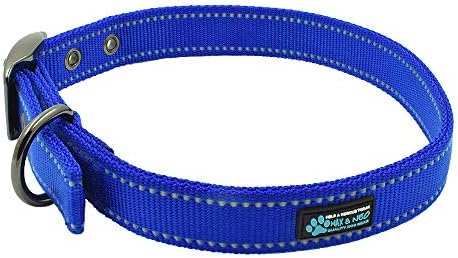 Max and Neo MAX Reflective Metal Buckle Dog Collar - We Donate a Collar to a Dog Rescue for Every Collar Sold (Medium, Blue)
