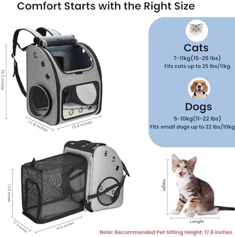 Expandable Cat Carrier Backpack, Large Space,Airline Approved, XL