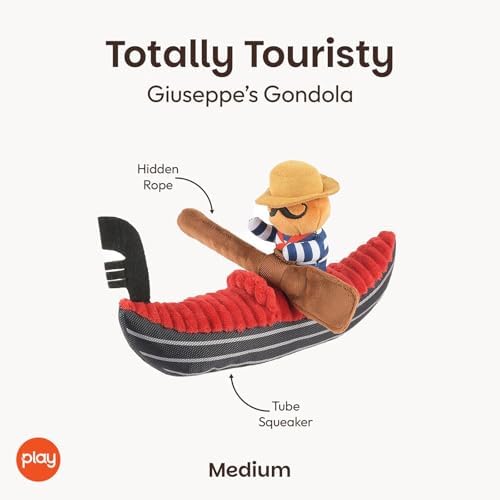 P.L.A.Y. PET LIFESTYLE AND YOU P.L.A.Y. Cute Plush Dog Toys - Totally Touristy Landmark Themed Durable Squeaker Chew Toy, Great for Puppies Dogs - Machine Washable (Venice Gondola, Medium)