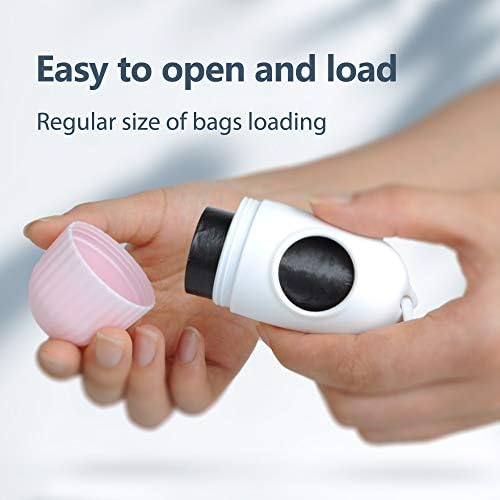 Fida Retractable Dog Leash with Dispenser and Poop Bags, 16ft, White & Pink