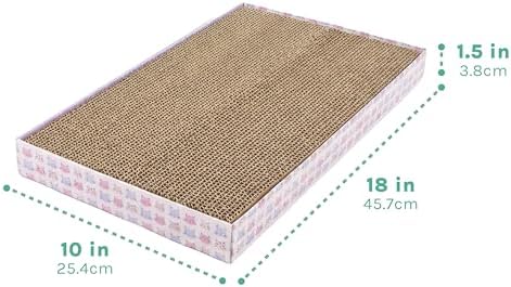 Kitty City 3-Pack XL Double Sided Corrugate Cat Scratcher Pads - X-Large Horizontal Cat Scratcher Mats, Reversible Corrugate Nail File Scratchers - Pink Cats Design, 18” x 10” Each