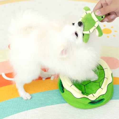 Hollypet Squeaky Hide and Seek Dog Toys for Small and Medium Dogs, Turtle