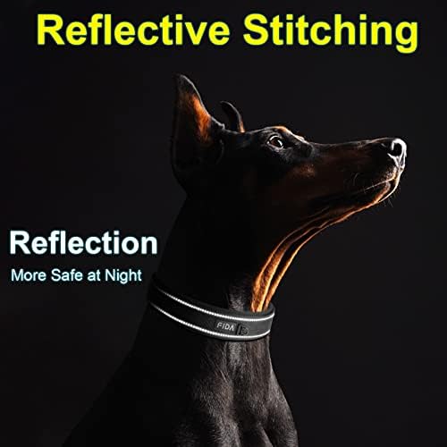 Fida Heavy Duty Dog Collar for Medium Dogs with Metal Belt Buckle, Black