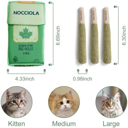 Nocciola 3 Pack Catnip Toys for Cats, Funny Cat Toys Filled with 100% Pure Organic Catnip, Safe Kitten Teething Chew and Kicker Toys, Stress Relieving Fun for Indoor Cats