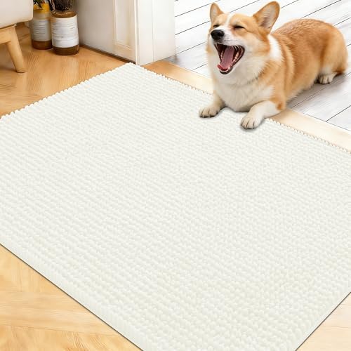 OLANLY Dog Door Mat for Muddy Paws 40x32, Extra Absorbent Chenille Mud Mat