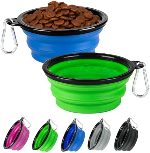 Collapsible Dog Bowl for Travel,2-Pack 12oz Pet Portable Water Food Bowls