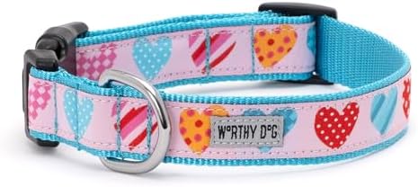 THE WORTHY DOG Summer Print, Adjustable Dog Collar,Medium Dogs,Love is Love
