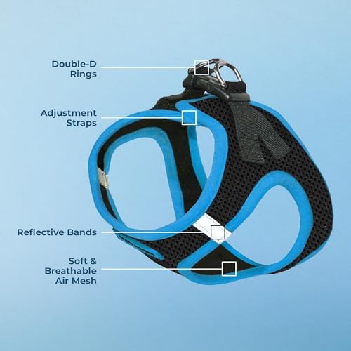 Voyager Step-in Air Dog Vest Harness - Black/Blue Trim, X-Small