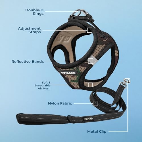 Best Pet Supplies Voyager Step-in Air All Weather Mesh Harness and Reflective Dog 5ft Leash Combo with Neoprene Handle, for Small, Medium and Large Breed Puppies - Army Base, Large
