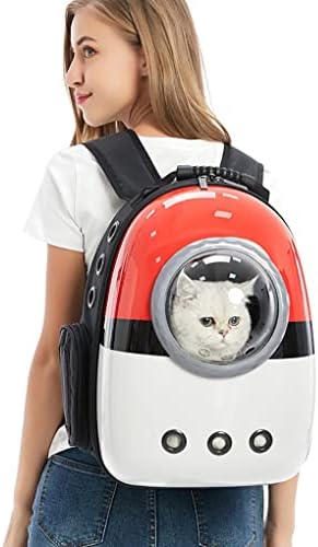Cat Carrier Backpack, Pet Backpack Bubble Rucksack Front Pack for Cat Puppy Dog Capsule Space Backpack, Pet Carrier for Travel Hiking Walking Camping. (Red and White)