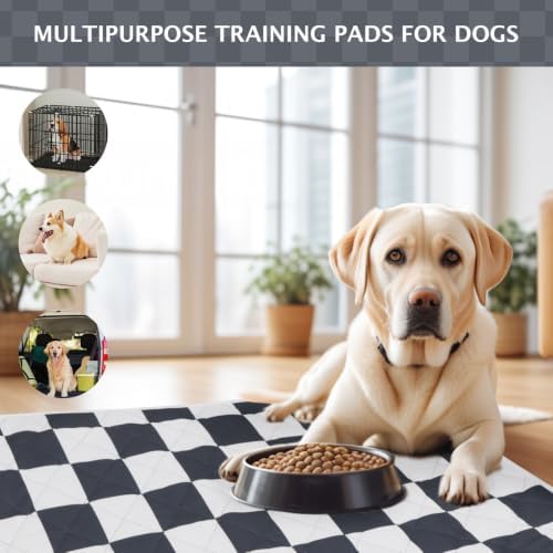 IEUUMLER Washable Pee Pads for Dogs, 2 Pack Non-Slip & Waterproof Pack Whelping Pad, Reusable Puppy Potty Training Pad with Fast Absorbent for Playpen EU007 (Grey&White, 36"X24"-2pcs)